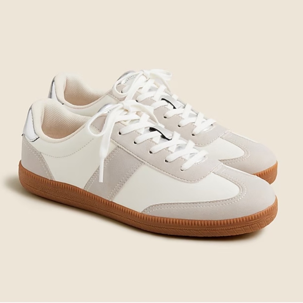 Jcrew Field Sneakers in Ivory Metallic